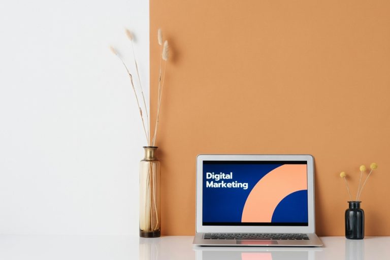 Best Small Business Marketing Company in Port Salerno Florida a Laptop on a Desk with "Digital Marketing" On the Screen