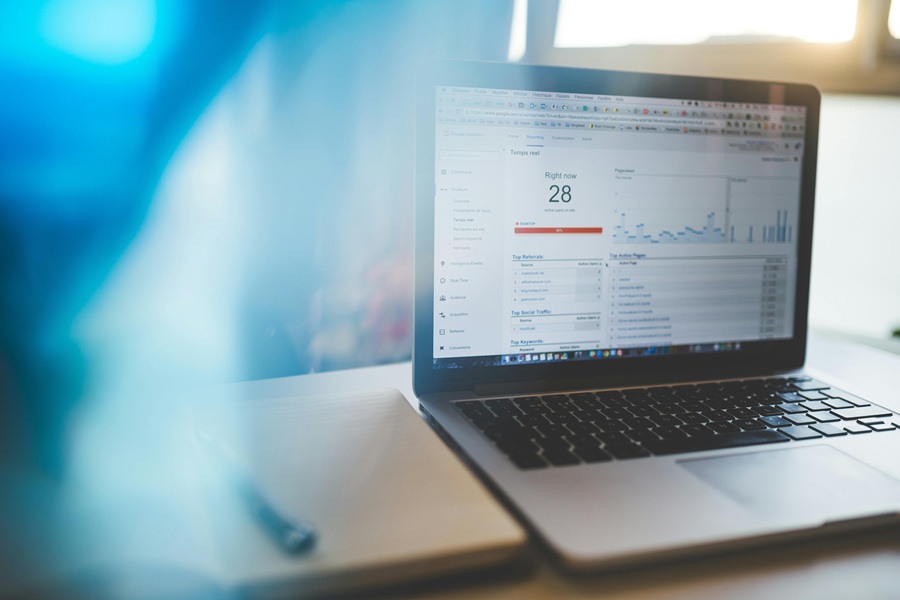 Best Google Business Profile Marketing Agency in Sewall's Point Florida an Open Laptop with Analytics on the Screen